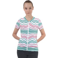 Waving Lines Vivid Pattern Short Sleeve Zip Up Jacket by dflcprintsclothing