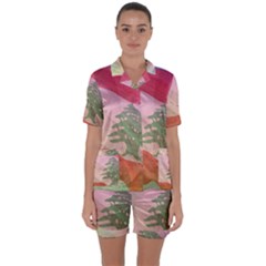 Lebanon Satin Short Sleeve Pajamas Set by AwesomeFlags