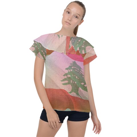Lebanon Ruffle Collar Chiffon Blouse by AwesomeFlags
