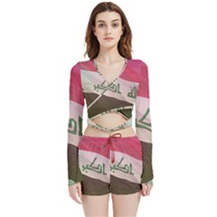 Iraq Velvet Wrap Crop Top And Shorts Set by AwesomeFlags
