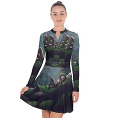 Wooden Child Resting On A Tree From Fonebook Long Sleeve Panel Dress by 2853937