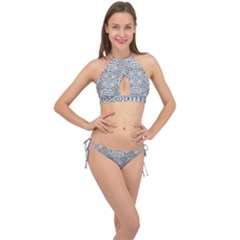 Dots Motif Geometric Print Design Cross Front Halter Bikini Set by dflcprintsclothing