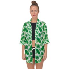 Tropical Leaf Pattern Open Front Chiffon Kimono by Dutashop