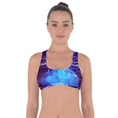 Blue Lightning Thunder At Night, Graphic Art 3 Got No Strings Sports Bra by picsaspassion