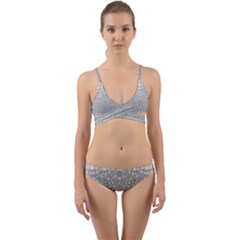 Modern Ornate Geometric Silver Pattern Wrap Around Bikini Set by dflcprintsclothing