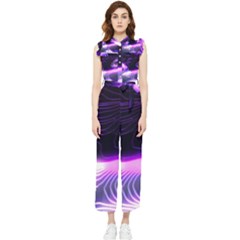 Illustration Scene Blue Women s Frill Top Jumpsuit by Dutashop