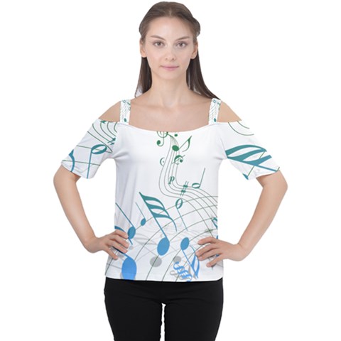 Music Notes Cutout Shoulder Tee by Dutashop