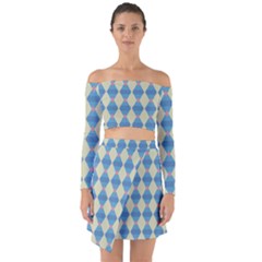 Pattern Texture Chevron Off Shoulder Top With Skirt Set by Dutashop