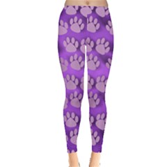 Pattern Texture Feet Dog Purple Leggings  by Dutashop