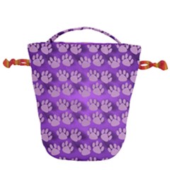 Pattern Texture Feet Dog Purple Drawstring Bucket Bag by Dutashop