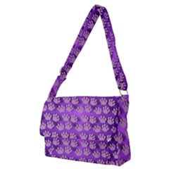 Pattern Texture Feet Dog Purple Full Print Messenger Bag (m) by Dutashop