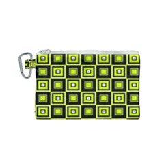 Green Pattern Square Squares Canvas Cosmetic Bag (small) by Dutashop
