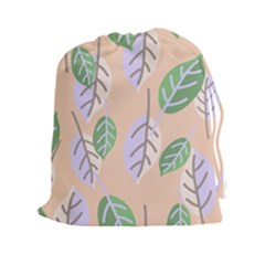 Leaf Pink Drawstring Pouch (2xl) by Dutashop