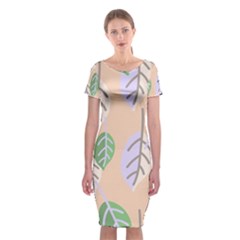 Leaf Pink Classic Short Sleeve Midi Dress by Dutashop