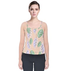Leaf Pink Velvet Spaghetti Strap Top by Dutashop