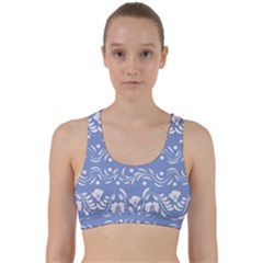 Blue White Ornament Back Weave Sports Bra by Eskimos