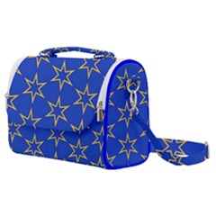 Star Pattern Blue Gold Satchel Shoulder Bag by Dutashop