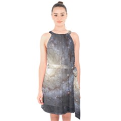 Spiral Galaxy Halter Collar Waist Tie Chiffon Dress by ExtraAwesomeSauce