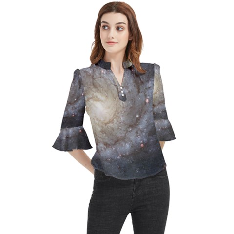 Spiral Galaxy Loose Horn Sleeve Chiffon Blouse by ExtraAwesomeSauce