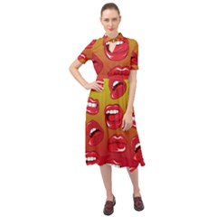 Hot Lips Keyhole Neckline Chiffon Dress by ExtraAwesomeSauce