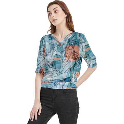 Retro Girls Quarter Sleeve Blouse by ExtraAwesomeSauce
