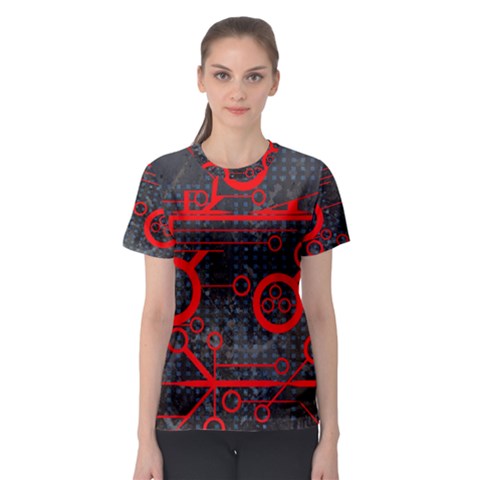 Tech - Red Women s Sport Mesh Tee by ExtraAwesomeSauce