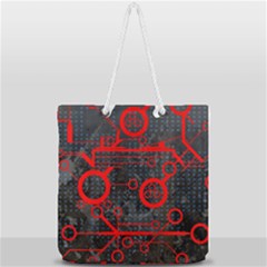 Tech - Red Full Print Rope Handle Tote (large) by ExtraAwesomeSauce