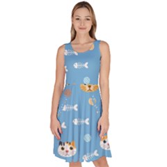 Cute Cat Pattern Knee Length Skater Dress With Pockets by ExtraAwesomeSauce