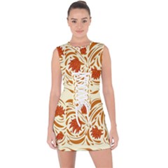 Ornamental Flowers Lace Up Front Bodycon Dress by Eskimos