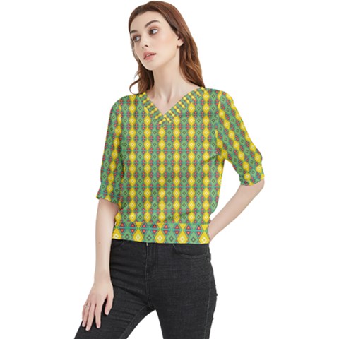 Native American Pattern Quarter Sleeve Blouse by ExtraAwesomeSauce