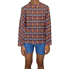 Native American Pattern Kids  Long Sleeve Swimwear by ExtraAwesomeSauce