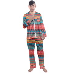 Native American Pattern Men s Long Sleeve Satin Pajamas Set by ExtraAwesomeSauce