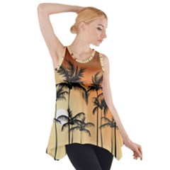 Sunset Palm Trees Beach Summer Side Drop Tank Tunic by ExtraAwesomeSauce