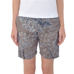 Linear Textured Botanical Motif Design Women s Basketball Shorts by dflcprintsclothing