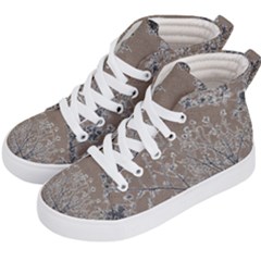 Linear Textured Botanical Motif Design Kids  Hi-top Skate Sneakers by dflcprintsclothing