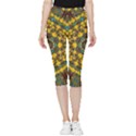 Mandala Faux Artificial Leather Among Spring Flowers Inside Out Lightweight Velour Capri Leggings  View1