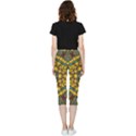 Mandala Faux Artificial Leather Among Spring Flowers Inside Out Lightweight Velour Capri Leggings  View4