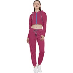 Amaranth Purple Cropped Zip Up Lounge Set by FashionLane