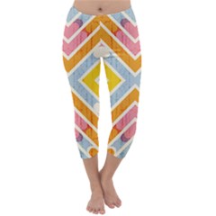 Line Pattern Cross Print Repeat Capri Winter Leggings  by Dutashop