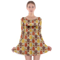 Sea Turtle Sea Life Pattern Long Sleeve Skater Dress by Dutashop