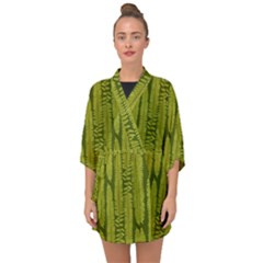 Fern Texture Nature Leaves Half Sleeve Chiffon Kimono by Dutashop