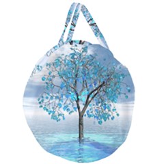 Crystal Blue Tree Giant Round Zipper Tote by icarusismartdesigns