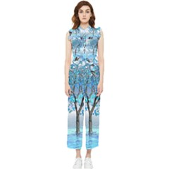 Crystal Blue Tree Women s Frill Top Jumpsuit by icarusismartdesigns