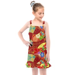 Floral Abstract Kids  Overall Dress by icarusismartdesigns