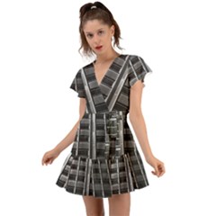 Urban Environment Flutter Sleeve Wrap Dress by ExtraAwesomeSauce