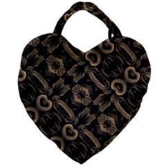 Modern Intricate Print Pattern Giant Heart Shaped Tote by dflcprintsclothing