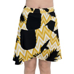 Ananas Chevrons Noir/jaune Chiffon Wrap Front Skirt by kcreatif