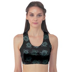Blue Turtles On Black Sports Bra by contemporary