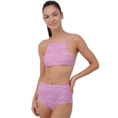 Pink Knitted Pattern High Waist Tankini Set by goljakoff