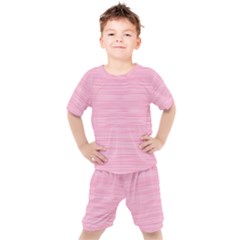 Pink Knitted Pattern Kids  Tee And Shorts Set by goljakoff